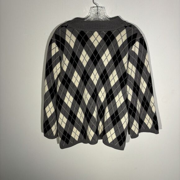 Vintage Classic Elements Argyle Plaid Sweater Size Large Grey Cream And Black - Picture 4 of 7